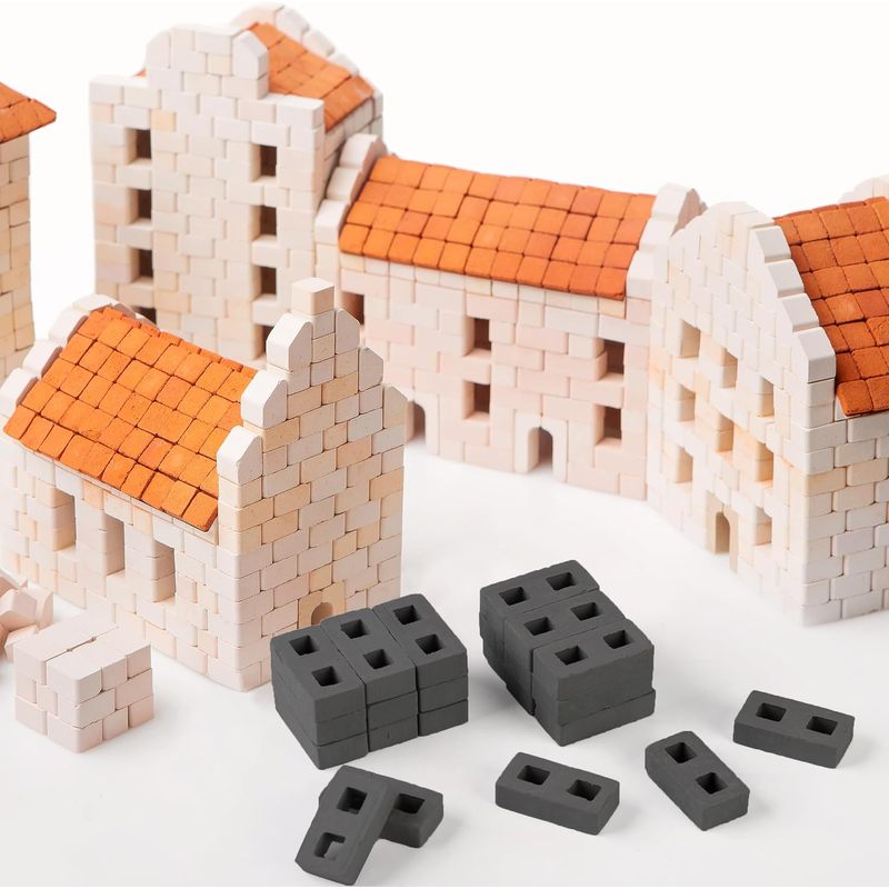 Art Craft Hobbies - 60 ชิ้น วัสดุก่อสร้างจำลองขนาด 1/12 สีเทา, อิฐดินเผาสำหรับงานฝีมือ