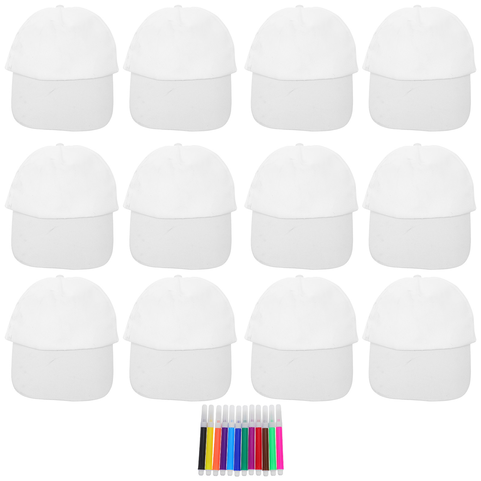 Art Craft Kits - ชุดหมวกเบสบอลเด็กสีขาวล้วน หมวกเด็กผู้ชาย ชุดอุปกรณ์วาดภาพ DIY สำหรับงานปาร์ตี้วันเกิด กิจกรรมศิลปะและงานฝีมือ