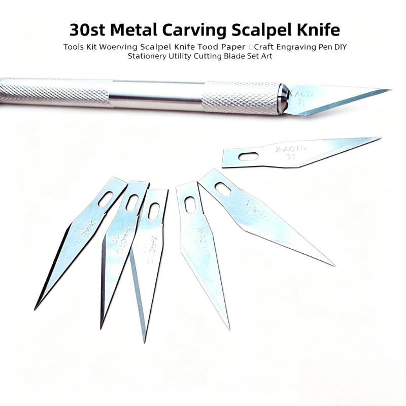 Art Craft Knife - ชุดมีดแกะสลัก 30 ชิ้น ชุดมีดแกะสลักโลหะ ใบมีดแกะสลักไม้ กระดาษ