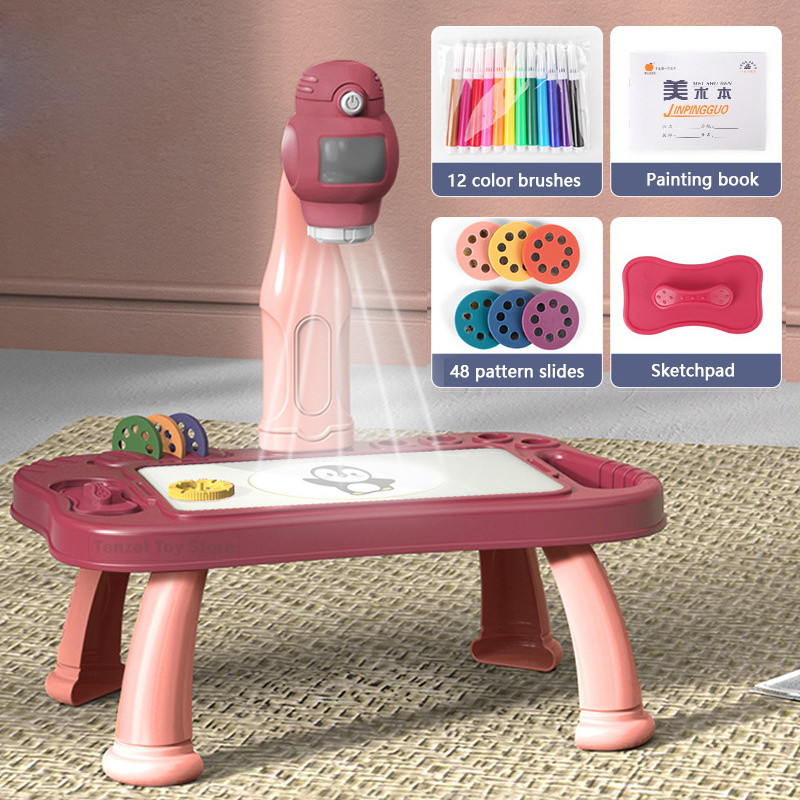 Art Craft Toys - สมาร์ทโปรเจคเตอร์เด็กภาพวาดชุดโต๊ะโปรเจคเตอร์การศึกษาของเล่นวาดศิลปะหัตถกรรมการเรียนรู้สีเครื่องมือสำหรับเด็ก