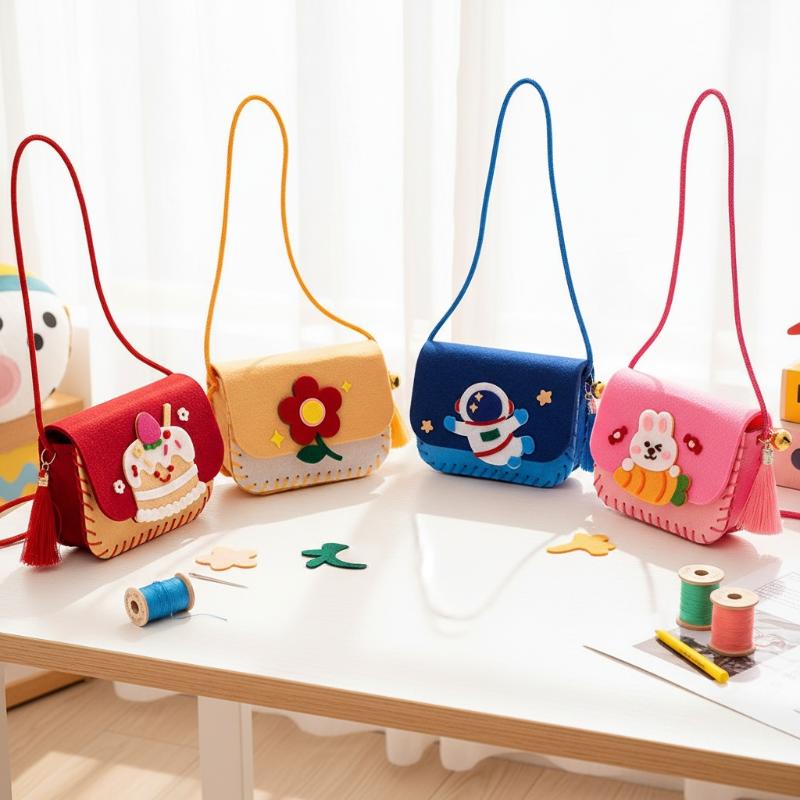 Art Craft Toys - ชุดทำกระเป๋าผ้าสักหลาดสำหรับเด็ก DIY ของเล่นเย็บปักถักร้อย งานฝีมือ กระเป๋าสะพายข้าง สำหรับกิจกรรมในห้องเรียนอนุบาล