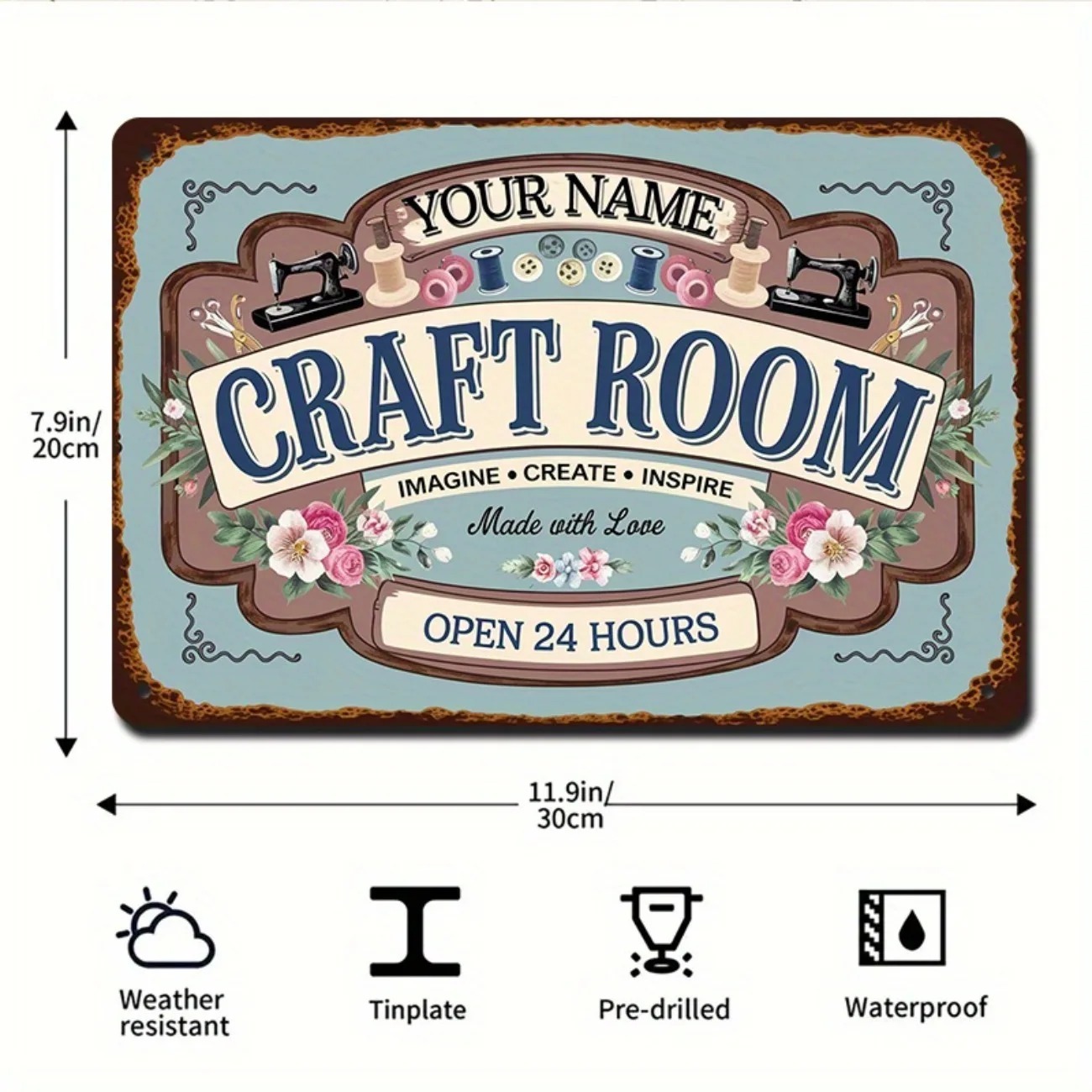 Art Craft Home - ป้ายห้องงานฝีมือโลหะแบบกำหนดเอง ศิลปะติดผนังสไตล์เรโทรสร้างแรงบันดาลใจ สำหรับสตูดิโอศิลปะและบ้าน