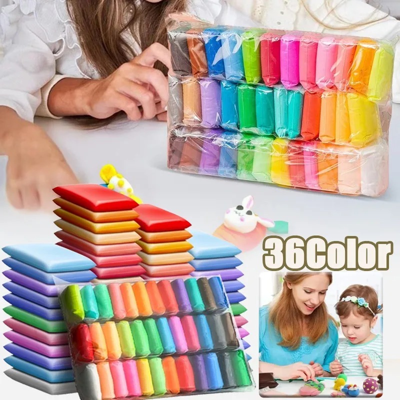 Air Dry Clay - ดินปั้น 1 ถุง 36 สี เนื้อบางเบา