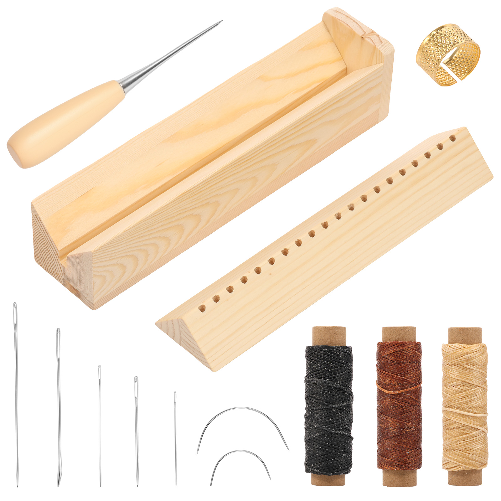 Bookbinding Supply Kit - แท่นเจาะกระดาษสำหรับเย็บเล่มหนังสือพร้อมตัวนำเจาะ, อุปกรณ์เย็บเล่มหนังสือ ชุดเย็บเล่มด้วยมือ ชุดอุปกรณ์งานฝีมือ DIY อุปกรณ์เย็บเล่ม