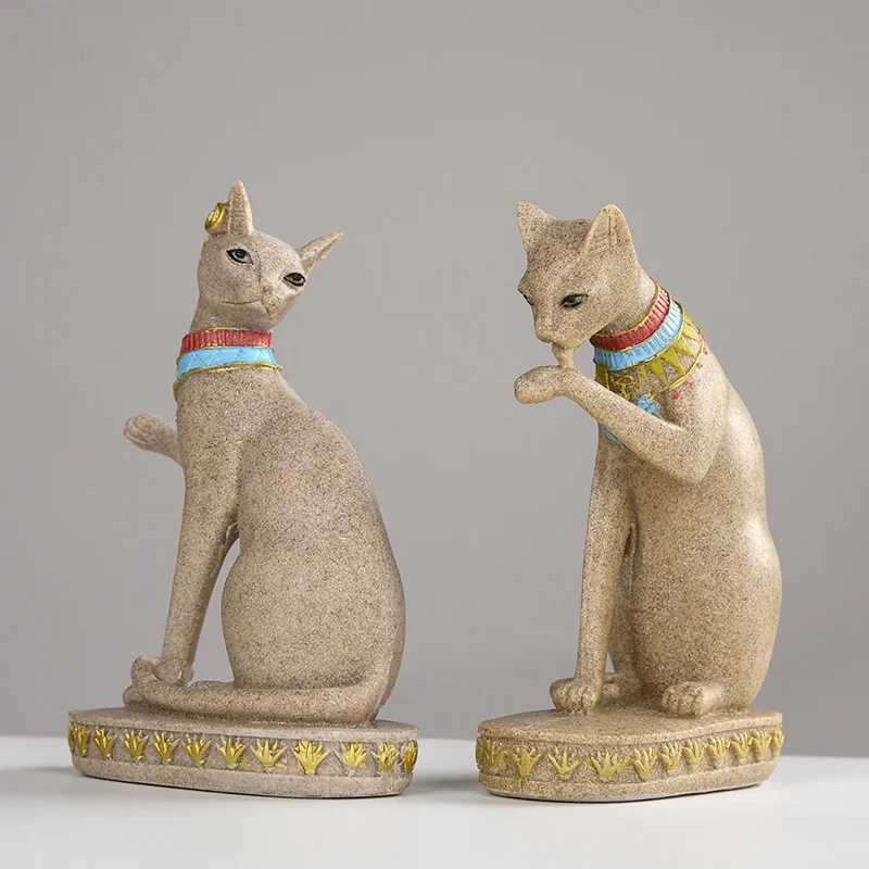 Art Craft Decoration Ideas - 14 ซม.แมวอียิปต์พระเจ้า Art รูปปั้นอียิปต์รูปตุ๊กตาเรซิ่นหัตถกรรมอุปกรณ์ตกแต่งบ้านของที่ระลึกไอเดีย