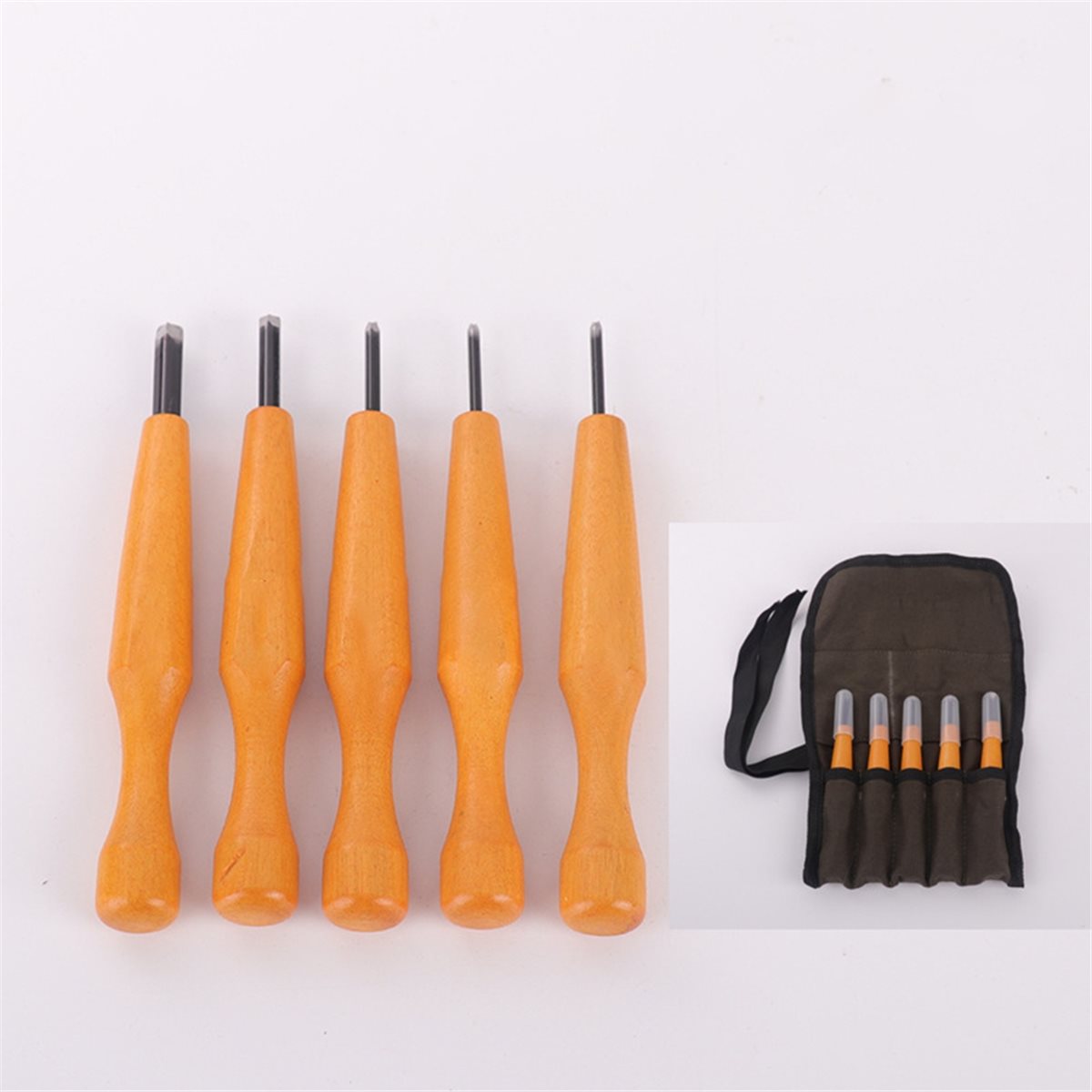 Linocut Carving Tool - ชุดเครื่องมือแกะสลัก 5 ชิ้น - มีดแกะสลักไม้และลินโอเลียมรูปสามเหลี่ยม ชุดเครื่องมือรูปตัววีสำหรับงานพิมพ์ลินโอคัท