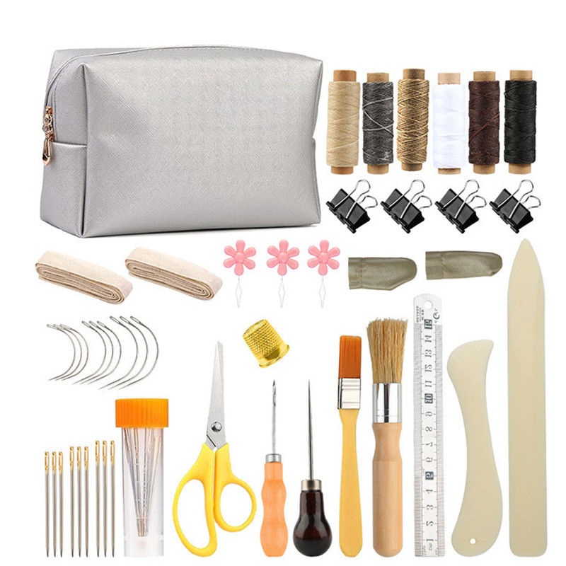 Bookbinding Supply Kit - ชุดเครื่องมือเข้าเล่มหนังสือ 1 ชุด อุปกรณ์พร้อมเข็มเจาะกระดาษ เข็มโค้งเหล็ก ไม้บรรทัด