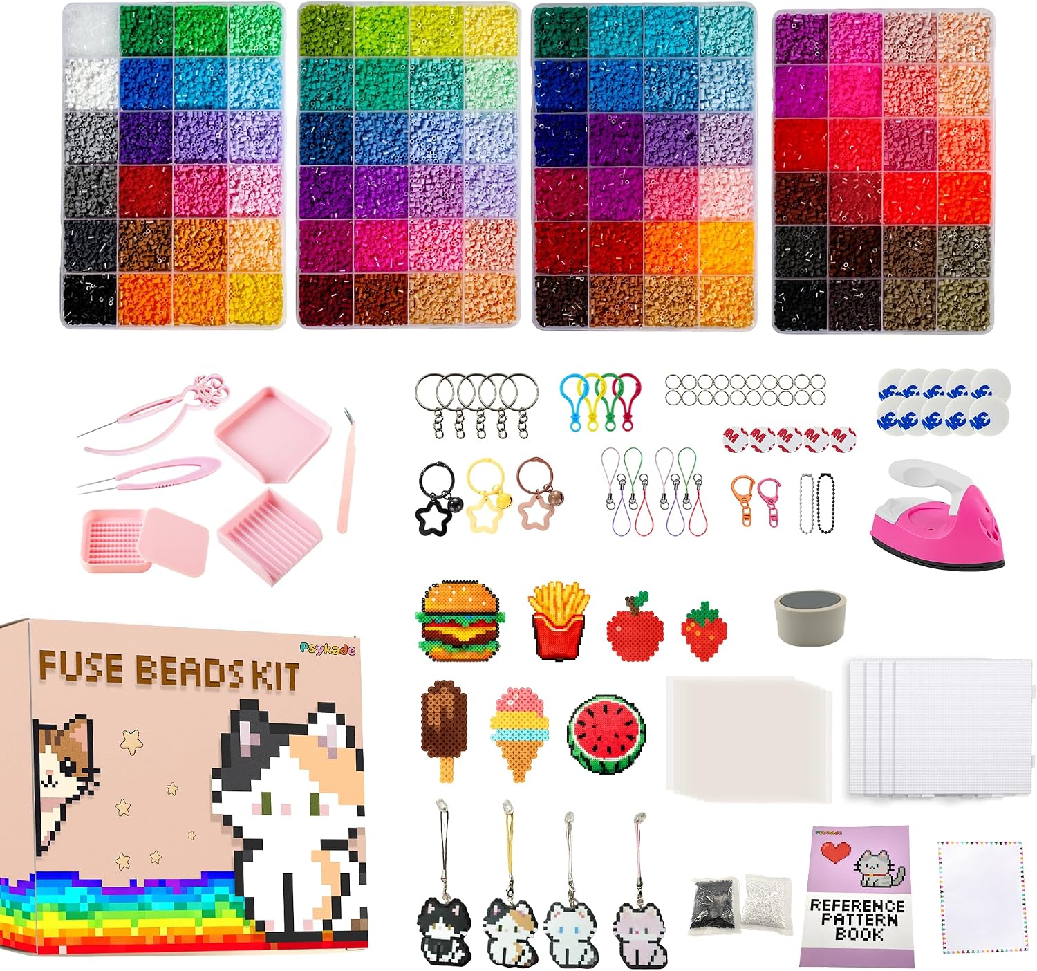 Art Craft Kits - ชุดลูกปัดฟิวส์-ง่ายต่อการใช้งาน-96 สี 53000 2.6 มม., 200+