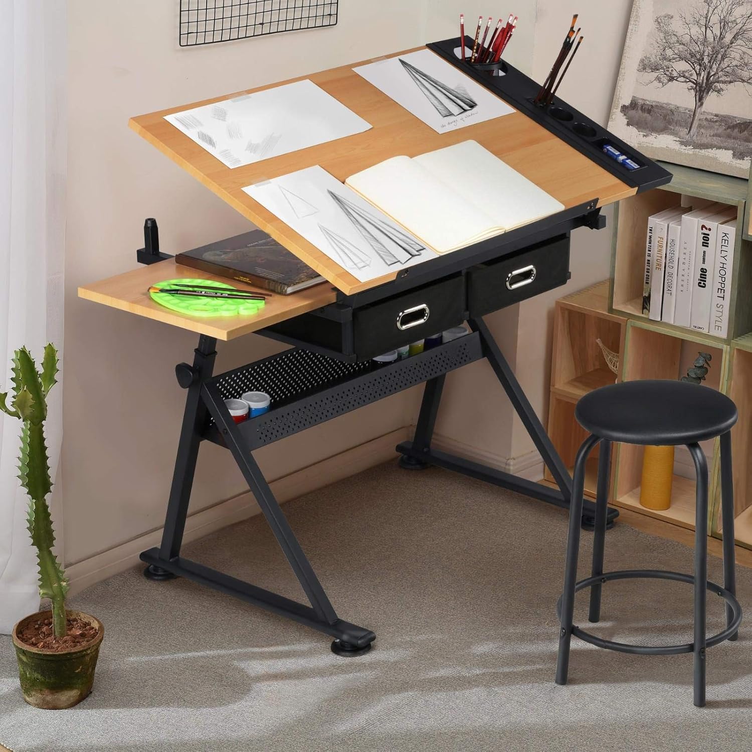 โต๊ะเขียนแบบปรับระดับได้พร้อมเ - Art Craft Home บทวิจารณ์และราคา