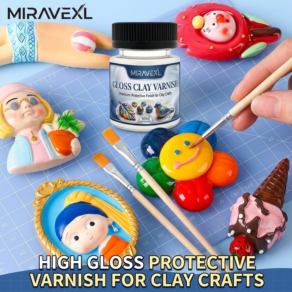 เคลือบเงาแบบไฮกลอสพร้อมแปรง 2  - Air Dry Clay บทวิจารณ์และราคา