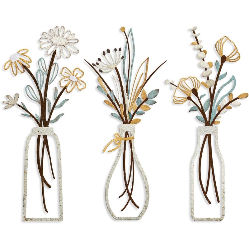 3 ชิ้น ดอกไม้โลหะ ตกแต่งผนัง ง - Art Craft Flower บทวิจารณ์และราคา